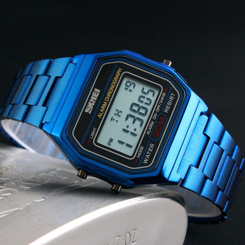 New Digital Men Luxury Retro Men's Sport Wristwatch Fashion Stopwatch Electronic Watches For Mens With  Alarm Clock