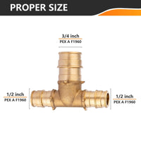 30 Pcs PEX A Expansion 1/2" x 1/2" x 3/4" PEX Expansion Reducing Tee Wholesale