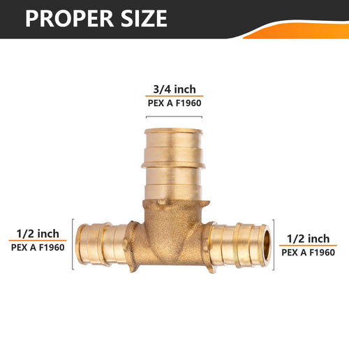 30 Pcs PEX A Expansion 1/2" x 1/2" x 3/4" PEX Expansion Reducing Tee Wholesale