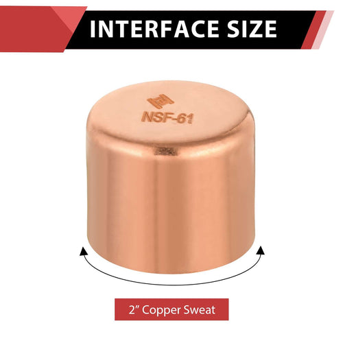 10 Pcs 2" Solder Copper Pipe End Cap (Plug) at Wholesale Price
