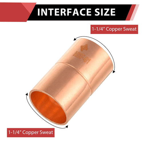 10 Pcs 1-1/4" Copper Coupling With Rolled Stop at Wholesale Price