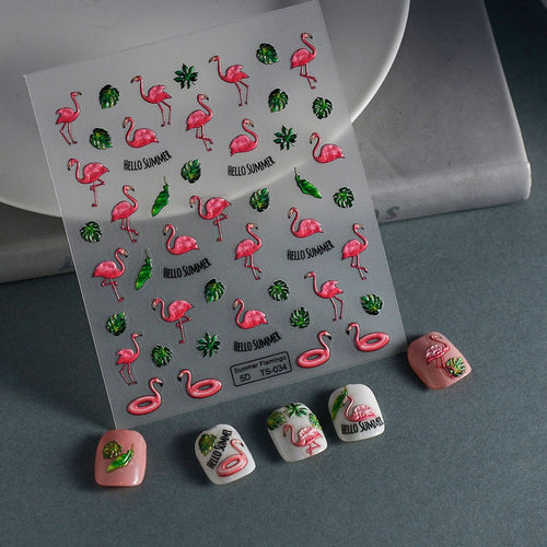 Summer Flamingo Nail Art Stickers