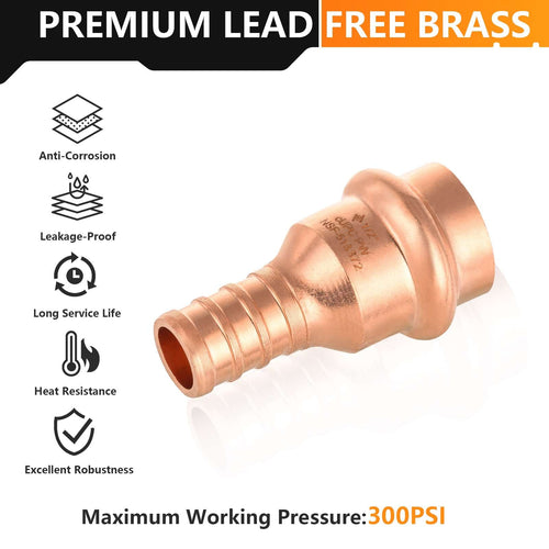 1/2" Press Copper x 1/2" PEX Crimp Adapter (Lead Free) Plumbingsell