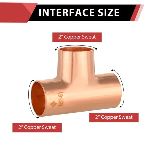 10 Pcs 2" X 2" X 2" Copper Tee at Wholesale Price
