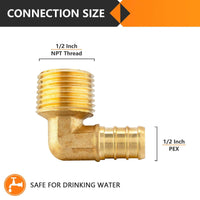 30 Pcs PEX-B Crimp 1/2" PEX x 1/2" Male Threaded Elbow (Lead Free)