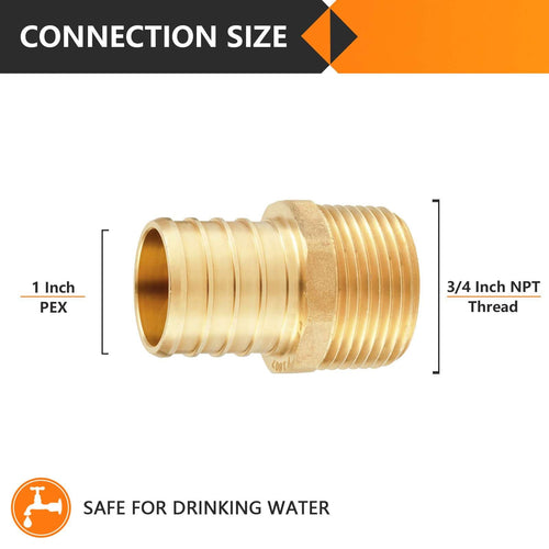 30 Pcs PEX-B Crimp 1" PEX x 3/4" Male Threaded Adapter (Lead Free)