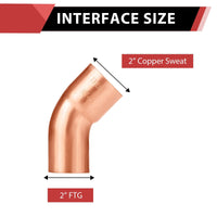 10 Pcs 2" FTG x Copper 45° Street Elbow at Wholesale Price