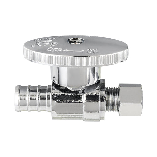 1/2" PEX Crimp x 1/4" OD Compr. Straight Stop Valve, 1/4 Turn (Lead Free) Plumbingsell
