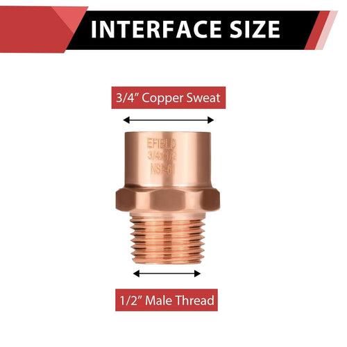 30 Pcs 3/4" C x 1/2" MNPT Copper Male Adapter at Wholesale Price