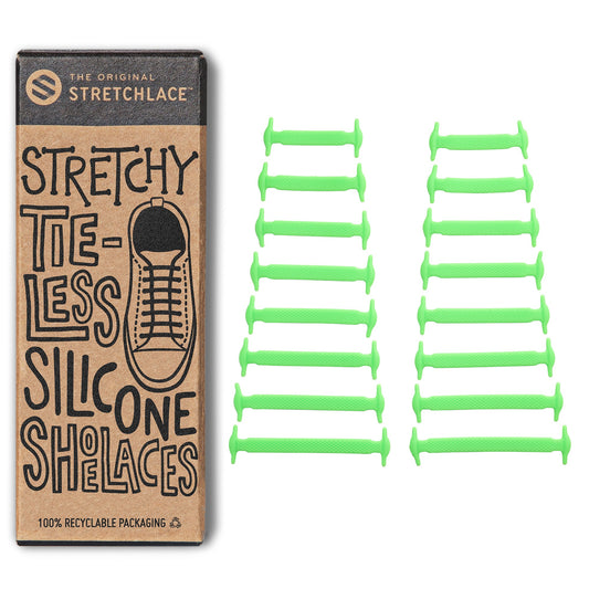 Green Stretchy Tieless Silicone Elastic Shoelaces | 16 Straps The Original Stretchlace