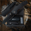 The Clip Point Folding Pocket Knife Giftset for Men and Women (Black and Orange)