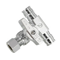 10 Pcs 1/2" PEX Expansion x 1/2" PEX Expansion x 3/8" OD Compr. Tee Stop Valve, 1/4 Turn (Lead Free) Plumbingsell