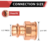 1/2" Press Copper x 3/4" Female Threaded Adapter (Lead Free) Plumbingsell