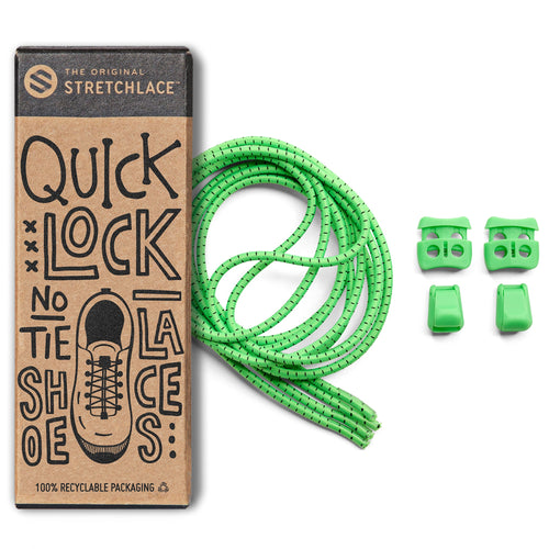 Green Quick Lock No Tie Elastic Shoelaces The Original Stretchlace