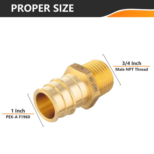 PEX A Expansion 1" PEX x 3/4" Male Threaded F1960 Adapter (Lead Free) Plumbingsell