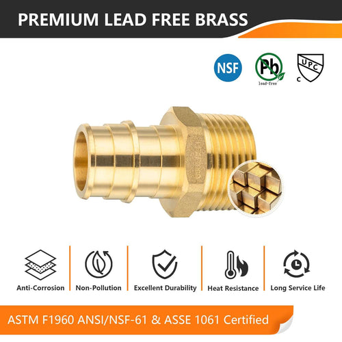 PEX A Full Flow Expansion Adapter 1/2" PEX x 1/2" Male Threaded F1960 Adapter (Lead Free) Plumbingsell