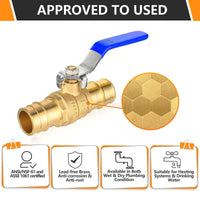 10 Pcs 1" PEX Expansion Ball Valve, Blue (Lead Free) Plumbingsell