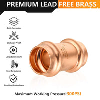 30 Pcs 3/4" Press Copper Coupling w/Stop (Lead Free)