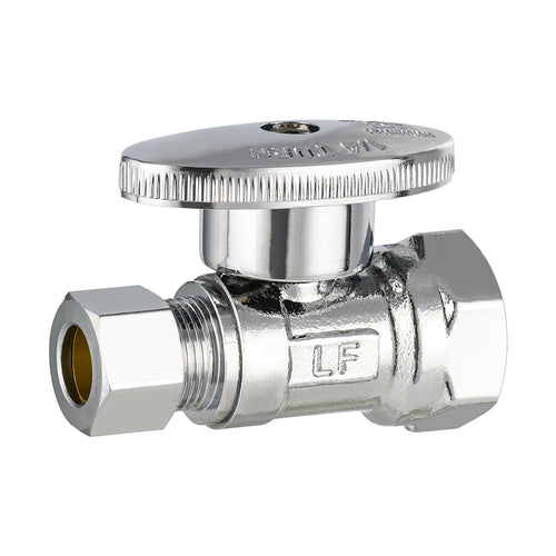 10 Pcs 1/2" FIP x 3/8" OD Compr. Straight Stop Valve, 1/4 Turn (Lead Free) Plumbingsell