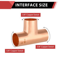 30 Pcs 5/8" X 5/8" X 5/8" Copper Tee at Wholesale Price