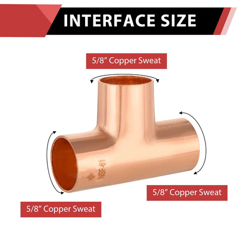 30 Pcs 5/8" X 5/8" X 5/8" Copper Tee at Wholesale Price