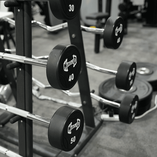 Pro Urethane Barbell Set(Straight or Curl) - 20 to 110 lbs (Barbell Set Only) - Muscle D Fitness - Premium Quality Urethane Barbell Set