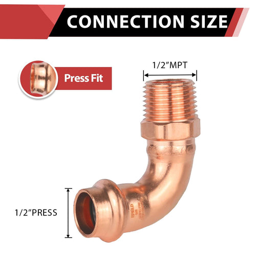 1/2" Copper Press Male Elbow (Lead Free)
