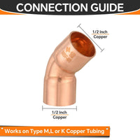 30 Pcs 1/2" 45º Copper Elbow at Wholesale Price