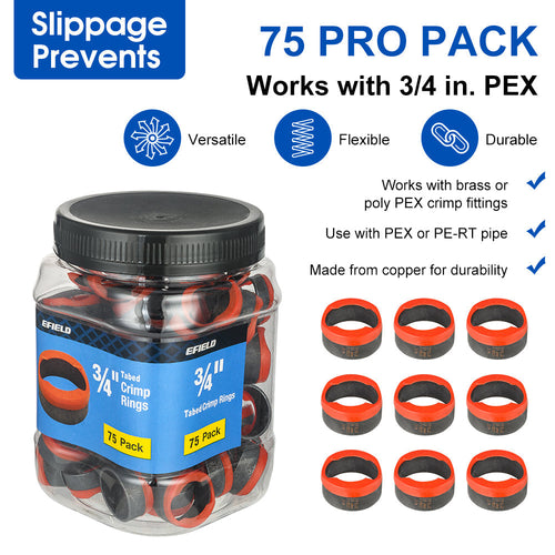 PEX Copper Rings 3/4" , w/End Stop, 75 Pro Pack
