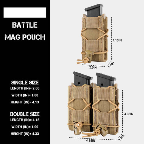 Votagoo Molle Mag Pouch 9mm/.40 Caliber Single/Dual Stack Adjustable Mag Pouch