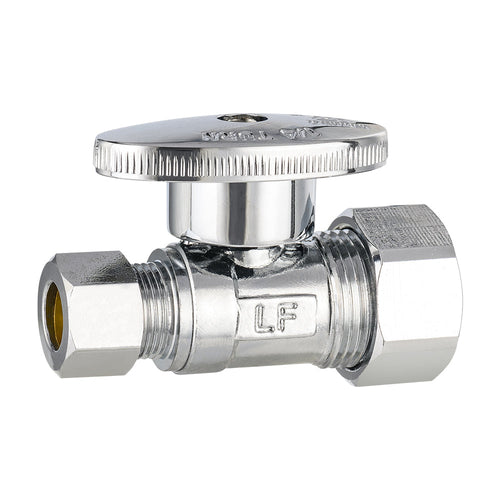 1/2" Nominal (5/8" OD) Compr. x 3/8" OD Compr. Straight Stop Valve, 1/4 Turn (Lead Free) Plumbingsell