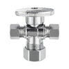 10 Pcs 5/8" OD Compr. x 3/8" OD Compr. x 3/8" OD Compr. Dual Outlet Angle Stop Valve, 1/4 Turn (Lead Free) Plumbingsell