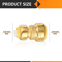 3/4" x 1/2" Push Fit Coupling