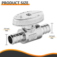 1/2" PEX Crimp x 1/2" PEX Crimp Straight Stop Valve, 1/4 Turn (Lead Free) Plumbingsell