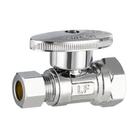 1/2" FIP x 3/8" OD Compr. Straight Stop Valve, 1/4 Turn (Lead Free)