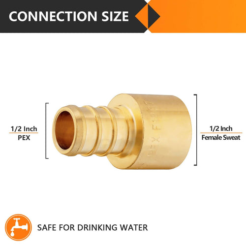 30 Pcs PEX-B Crimp 1/2" PEX x 1/2" Female Copper Sweat Sweat Coupling (Lead Free)