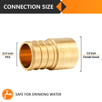 30 Pcs PEX-B Crimp 3/4" PEX x 1/2" Female Copper Sweat Sweat Coupling (Lead Free)