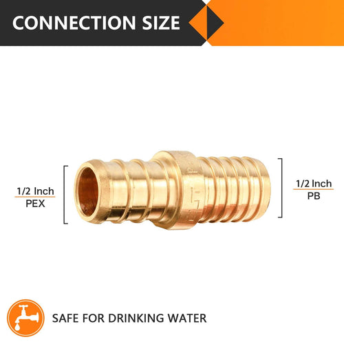 PEX-B Crimp 1/2-Inch Pex x 1/2-Inch PB Transition Brass Pex Coupling (Lead Free) Plumbingsell