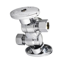 1/2" FIP x 3/8" OD Compr. x 3/8" OD Compr. Dual Stop Valve, 1/4 Turn (Lead Free)