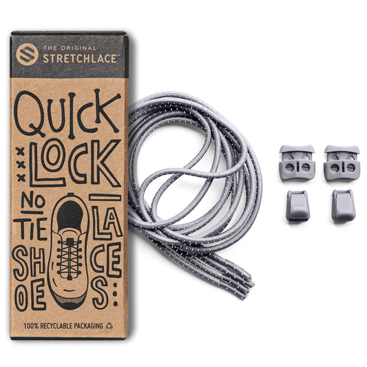 Grey Quick Lock No Tie Elastic Shoelaces The Original Stretchlace