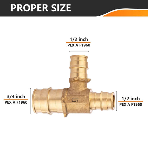PEX A Expansion 3/4" x 1/2" x 1/2" PEX Expansion Reducing Tee (Lead Free) Plumbingsell