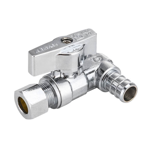 10 Pcs 1/2" PEX Crimp x 1/2" PEX Crimp x 3/8" OD Compr. Tee Stop Valve, 1/4 Turn (Lead Free) Plumbingsell