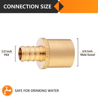 30 Pcs PEX-B Crimp 1/2" PEX x 3/4" Male Copper Sweat Adapter (Lead Free)