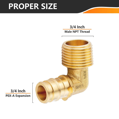 30 Pcs PEX A Expansion 3/4" PEX x 3/4" Male NPT Elbow Wholesale