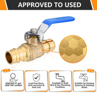 10 Pcs 3/4" PEX Expansion Ball Valve, Blue (Lead Free)