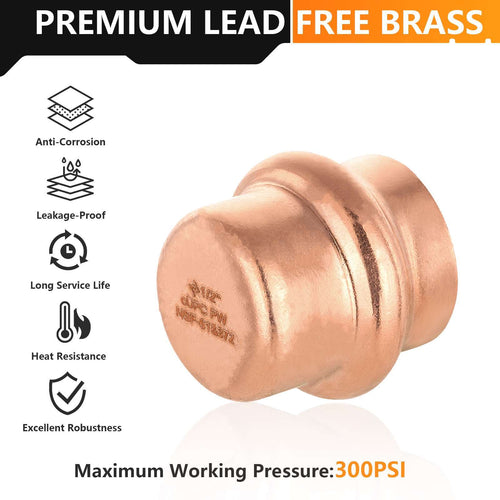 30 Pcs 1/2" Press Copper Cap (Lead Free)