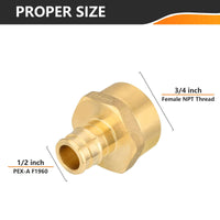 30 Pcs PEX A Expansion 1/2" PEX x 3/4" Female Threaded F1960 Adapter Wholesale