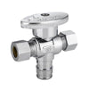 1/2" PEX Expansion x 3/8" OD Compr. x 3/8" OD Compr. Dual Outlet Angle Stop Valve, 1/4 Turn (Lead Free) Plumbingsell