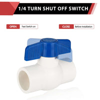 10 Pcs 2" PVC Ball Valve, Solvent Weld, Sch. 40