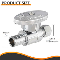 10 Pcs 1/2" PEX Crimp x 3/8" OD Compr. Straight Stop Valve, 1/4 Turn (Lead Free) Plumbingsell